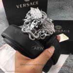 AAA Versace Smooth Leather Belt Replica - Silver Medusa Heand Buckle